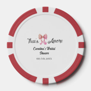 that's amore bridal shower pink retro bow boho nam poker chips