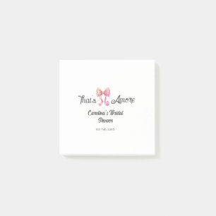 that's amore bridal shower pink retro bow boho nam post-it notes