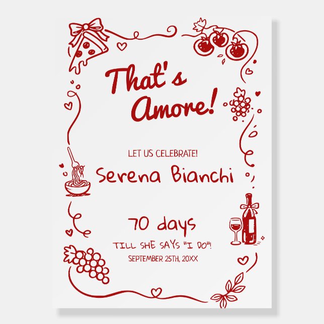 Thats Amore Bridal Shower Sign with Countdown (Front)