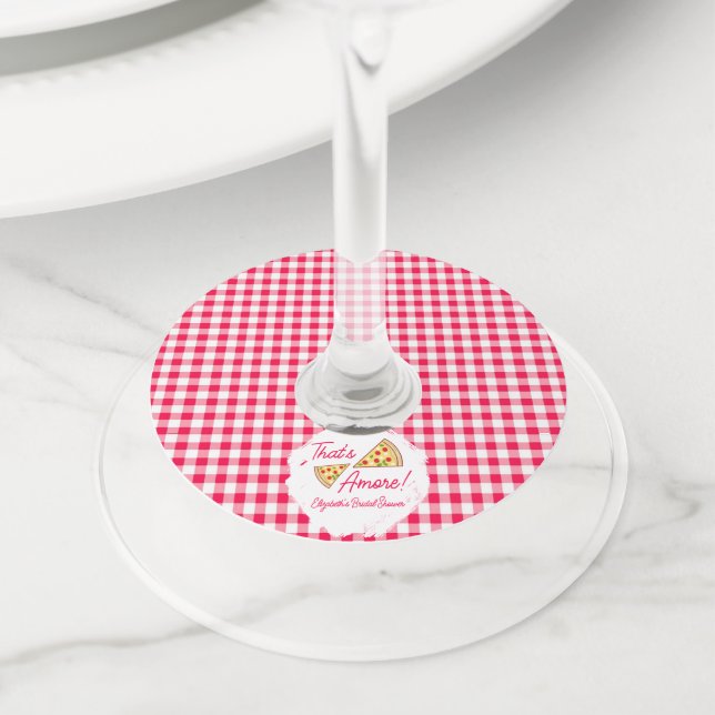 That's Amore Bridal Shower Wine Glass Tag (Close Up)