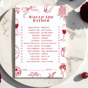 That's Amore Bridal Shower Would She Rather Game  Note Card