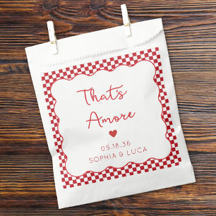 "That's Amore" Chic Red Checkered Italian Wedding Favor Bag