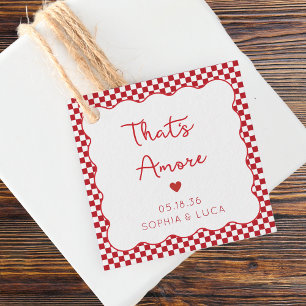 "That's Amore" Chic Red Checkered Italian Wedding Favor Tags