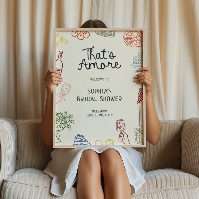 That's Amore Colorful Illustrated Bridal Shower  Poster (Creator Uploaded)