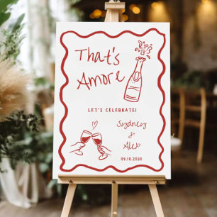 That's Amore Engagement Party Welcome Sign Red