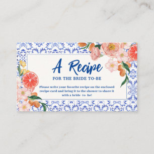 Thats Amore floral Bridal Shower Share A Recipe Enclosure Card