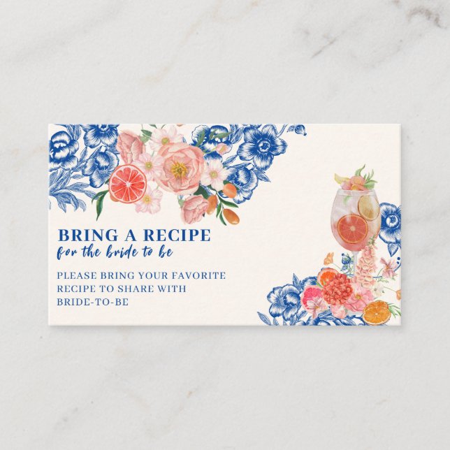 Thats Amore floral Bridal Shower Share A Recipe  Enclosure Card (Front)