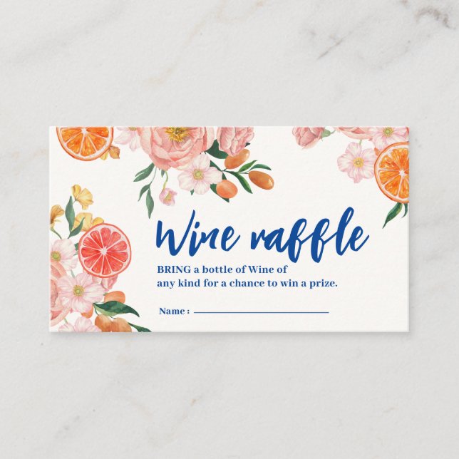 Thats Amore floral Bridal Shower Wine rafffle Enclosure Card (Front)