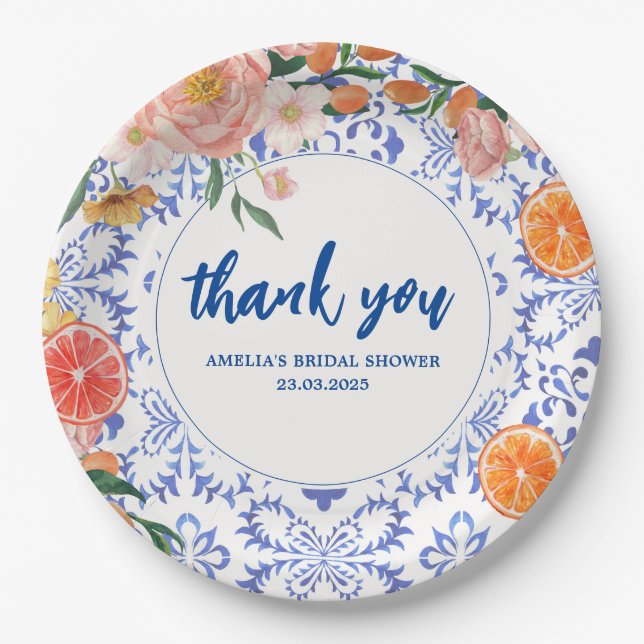 Thats Amore floral summer Bridal Shower  Paper Plates (Front)