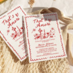 That's Amore French Inspired Bridal Shower Invitation<br><div class="desc">That's Amore French Inspired Bridal Shower Invitation
This funky invitation features hand drawn graphics and handwritten font with a wavy frame. This french inspired theme is perfect for your bridal shower,  engagement party,  rehearsal dinner or any event you chose! All clipart and font are fully editable!</div>