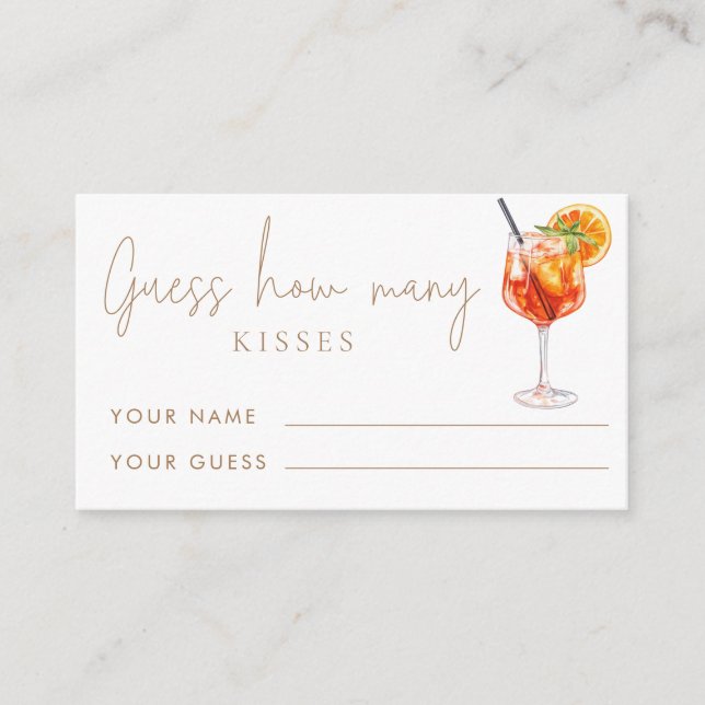 That's Amore Guess How Many Kisses Bridal Game  Enclosure Card (Front)