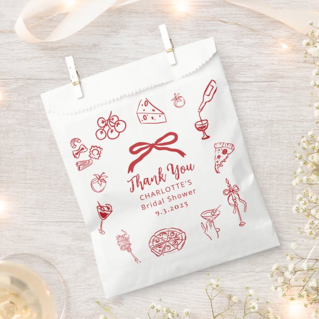 That's Amore Hand Drawn Italian Bridal Shower Favor Bag (Clipped)