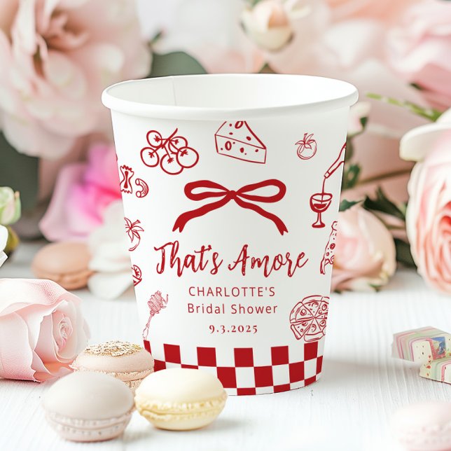 That's Amore Hand Drawn Italian Bridal Shower Paper Cups (Creator Uploaded)