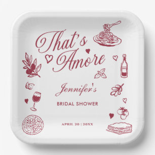 Thats Amore Hand Drawn Italian Bridal Shower Paper Plates