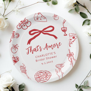 That's Amore Hand Drawn Italian Bridal Shower Paper Plates