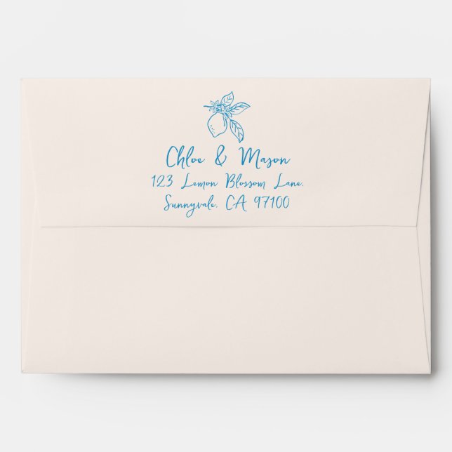 Thats Amore Hand Drawn Italian Lemon Wedding Envelope (Back (Top Flap))
