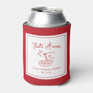 That's Amore Hand Drawn Italian Red Bridal Shower Can Cooler