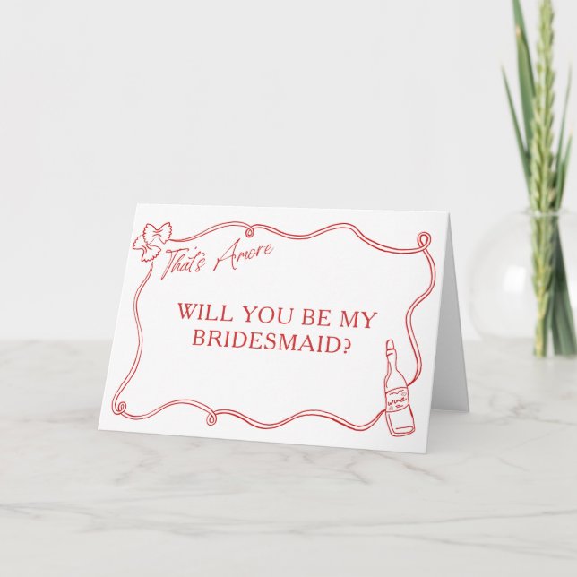 That's Amore Hand-Drawn Italy Bridesmaid Proposal Card (Front)