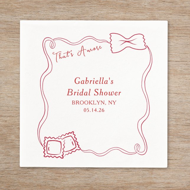 That's Amore Hand Drawn Pasta Italy Bridal Shower Napkins (Creator Uploaded)