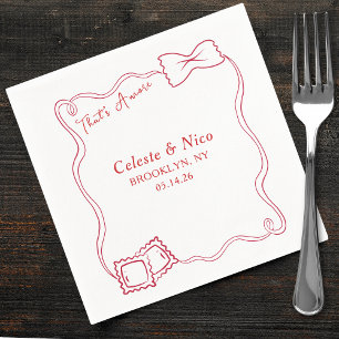 That's Amore Hand Drawn Pasta Red Italian Wedding Napkins