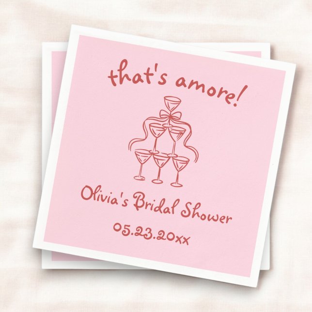 That's Amore! Hand Drawn Pink Bridal Shower Napkins (Creator Uploaded)