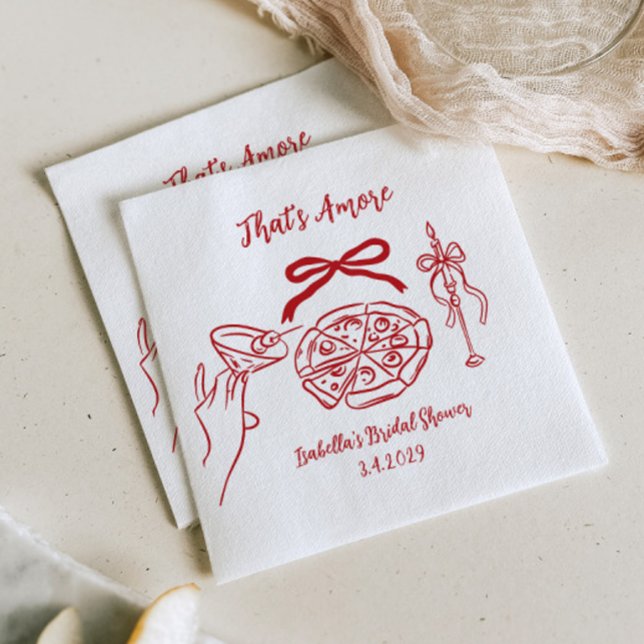 That's amore Hand drawn Pizza Bridal Shower Napkins (Creator Uploaded)