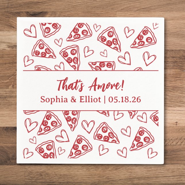 That's Amore Hand Drawn Pizza Party Chic Wedding Napkins (Creator Uploaded)