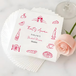That's Amore Hand Drawn Quirky Elegant Bridal Napkins