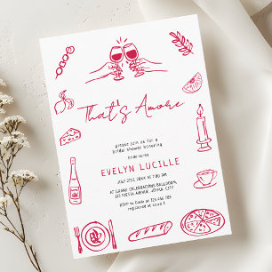 That's Amore Hand Drawn Quirky Retro Bridal Shower Invitation
