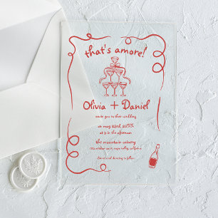 That's Amore Hand Drawn Vintage Whimsical Wedding Acrylic Invitations