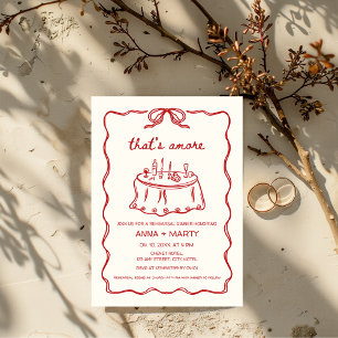 That's amore Hand-illustrated Red Rehearsal Dinner Invitation