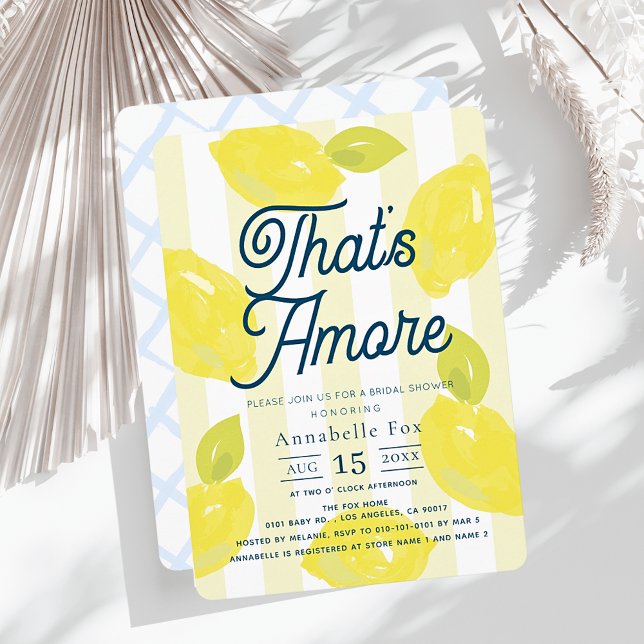 That's Amore Hand-Painted Lemon Bridal Shower Invitation (Creator Uploaded)