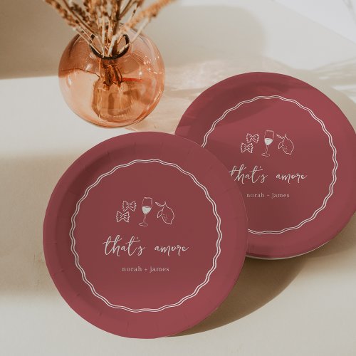 Thats Amore Handwritten Bridal Shower Paper Plates