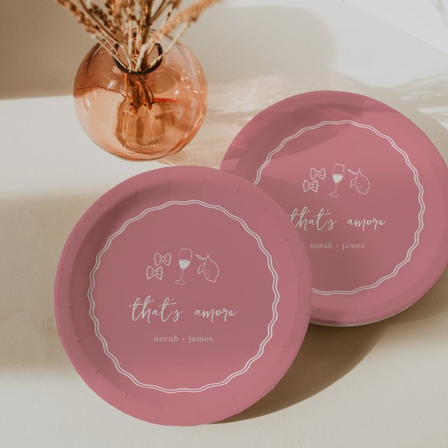 "That's Amore" Handwritten Bridal Shower Paper Plates (Creator Uploaded)