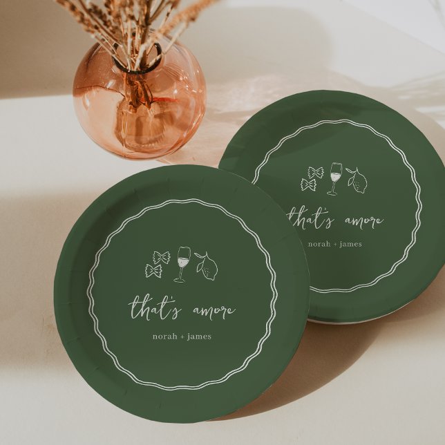 "That's Amore" Handwritten Bridal Shower Paper Plates (Creator Uploaded)