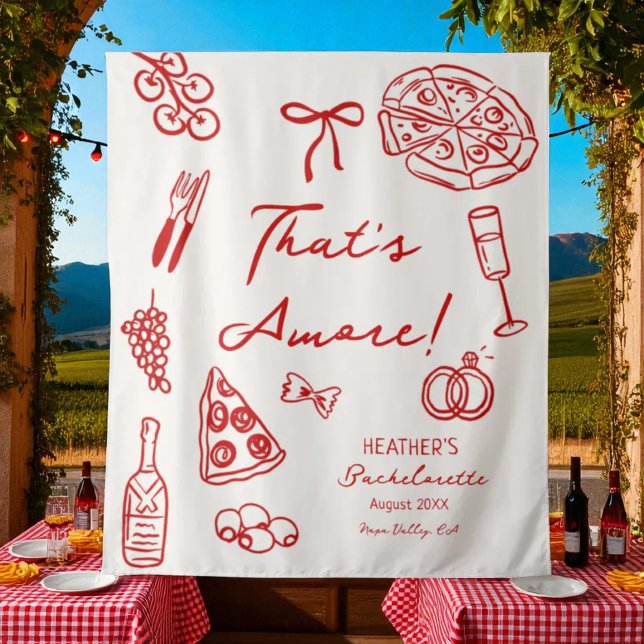 That's Amore Italian Bachelorette Party Banner Tapestry (Creator Uploaded)