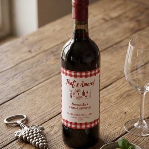 That's Amore Italian Bridal Shower Invitation Wine Label
