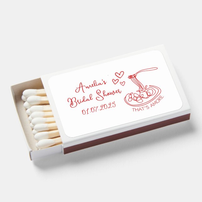 That's Amore Italian Bridal Shower Personalized Matchboxes (Front Open)