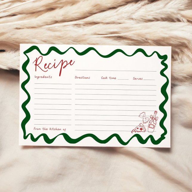 That's Amore Italian Bridal Shower Recipe Card (That's amore italian bridal shower recipe card with pizza theme and wavy border)