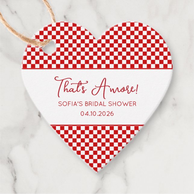 That's Amore Italian Bridal Shower Red Gingham Favor Tags (Front)