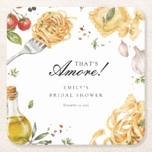That's Amore Italian Bridal Shower Square Paper Coaster