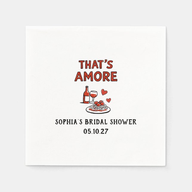 That's Amore Italian Bridal Shower Whimsical Red Napkins (Front)