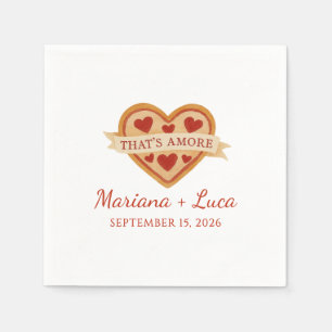 That's Amore Italian Chic Heart Pizza Wedding Napkins