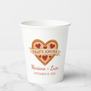 That's Amore Italian Chic Heart Pizza Wedding Paper Cups