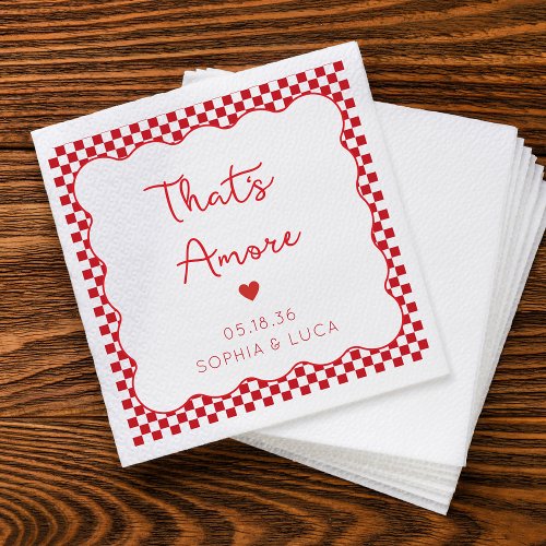 Thats Amore Italian Chic Personalized Red Wedding Napkins