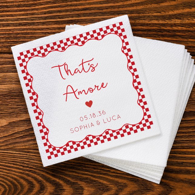 That's Amore Italian Chic Personalized Red Wedding Napkins (Creator Uploaded)