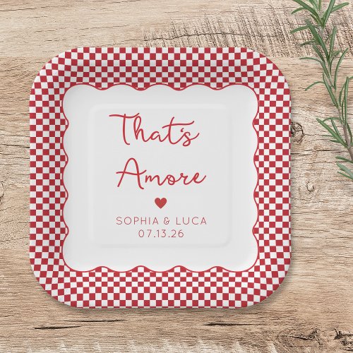 Thats Amore Italian Chic Personalized Red Wedding Paper Plates