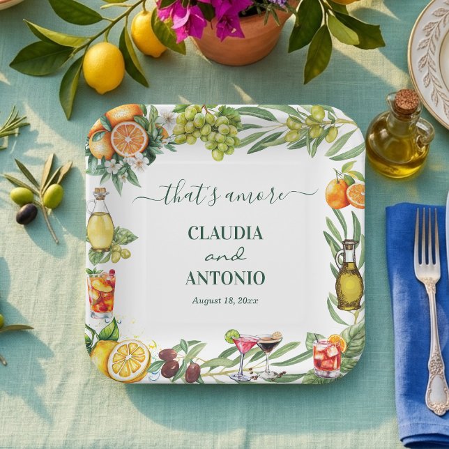That's Amore Italian Citrus Wedding Paper Plates (Creator Uploaded)