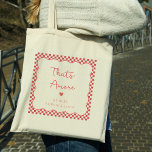 That's Amore Italian Custom Wedding Welcome Bag<br><div class="desc">Indulge in a touch of Italian romance with our chic 'That's Amore' totes,  exclusively on Zazzle. This design features a nostalgic red and white checkered border paired with a whimsical heart design on the front,  capturing the essence of love and charm.</div>