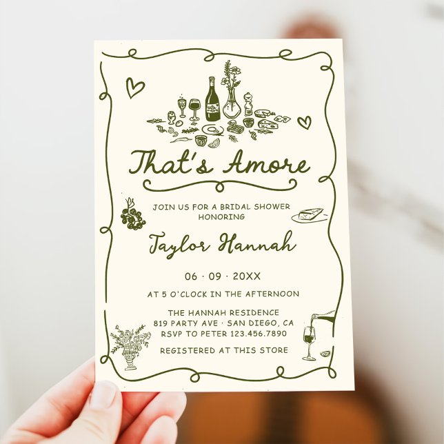 That's Amore Italian Drawn Engagemen Bridal Shower Invitation (Creator Uploaded)